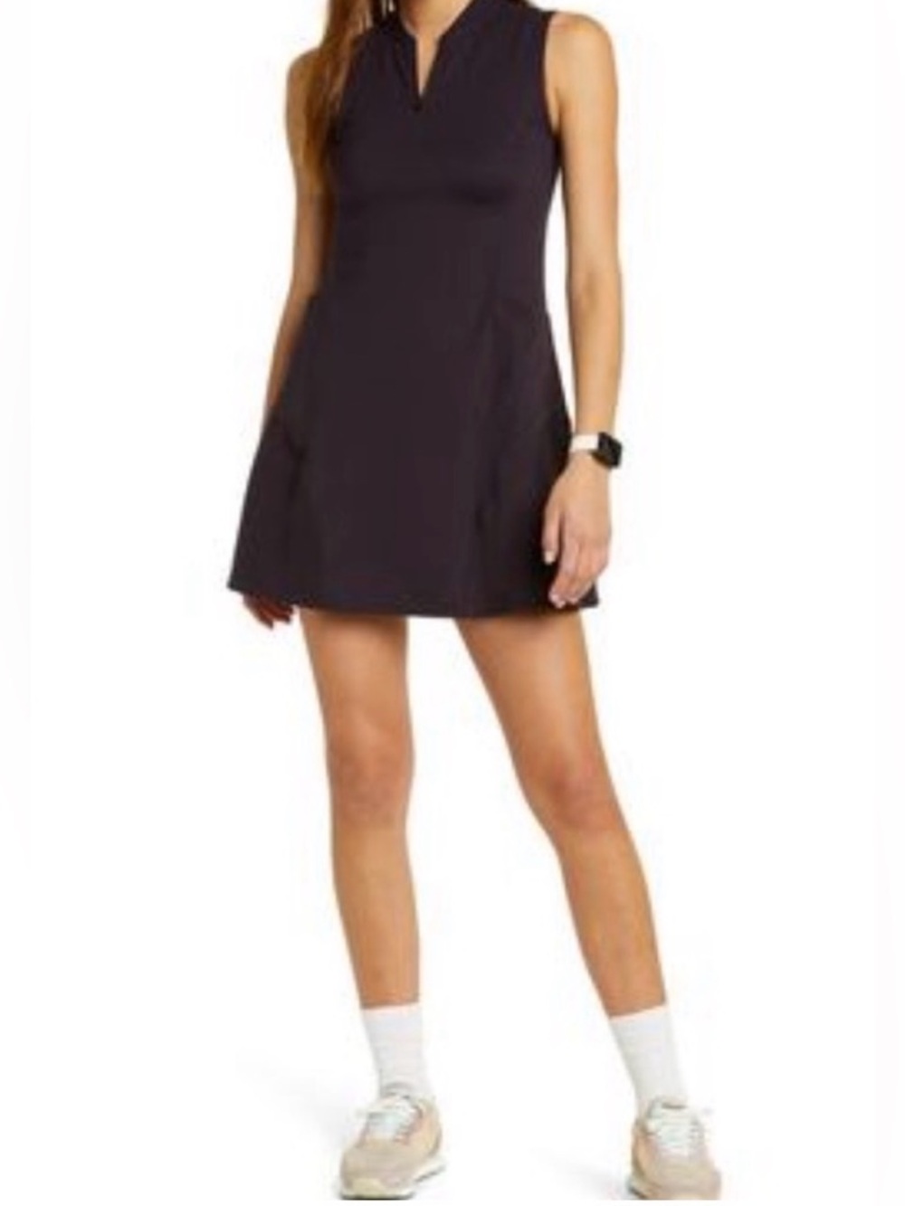 Zella Black Sleeveless Athletic Zip Dress